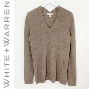 White + Warren Cashmere V-neck Sweater L